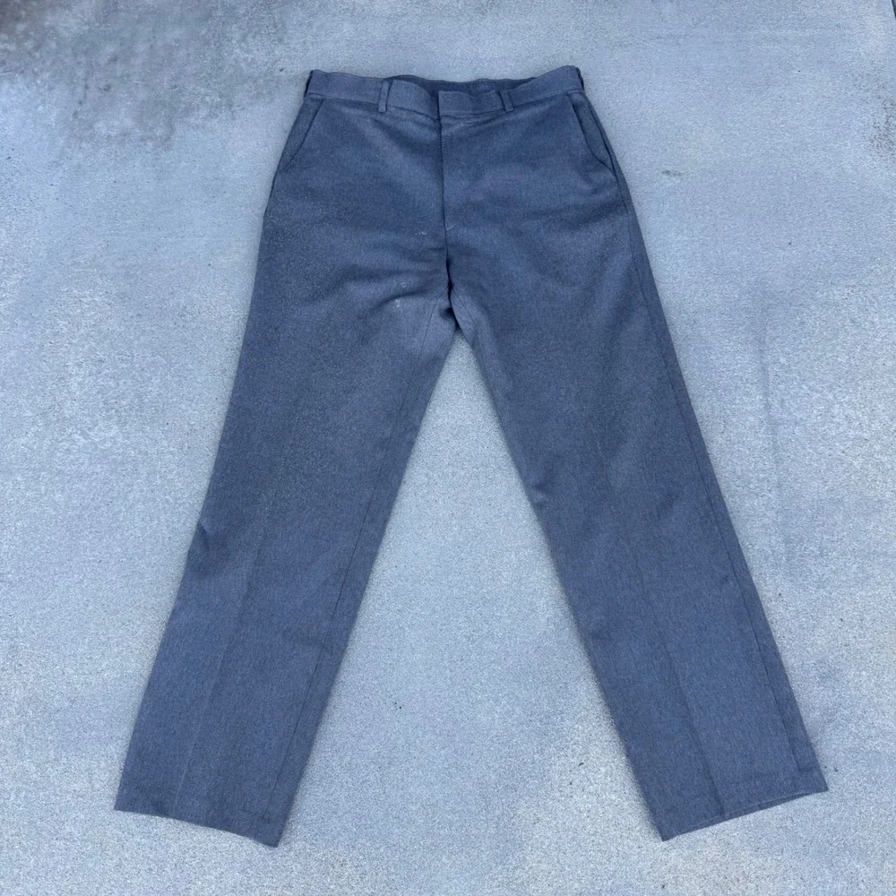Vintage Levi's Action Slacks Mens Gray Polyester Trousers W34 L32 Made in USA